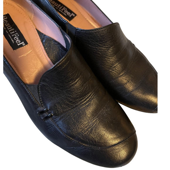 BeautiFeel Israel 6.5 Leather Wedge Heels COMFORT Ortho Slip On Shoes Black 37 - Picture 5 of 8